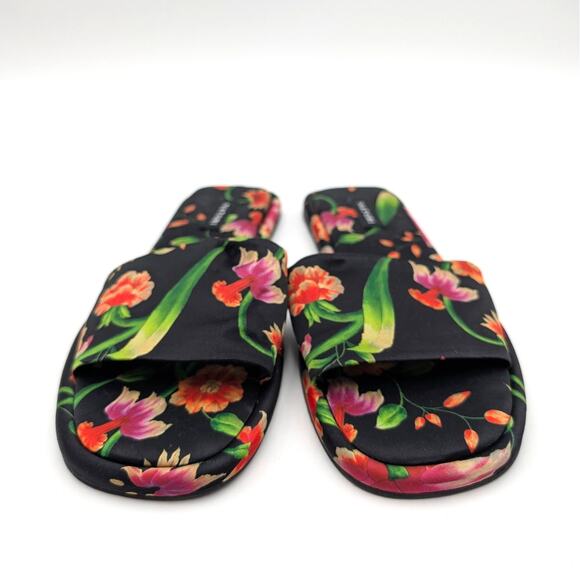 Natori Radial Chikayo Satin Slide Sandal Women's Black/Multi Size US6M EU36.5 - Picture 2 of 11